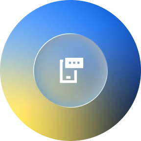 A circular icon with a white SIM card symbol inside a transparent circle on a gradient blue background.