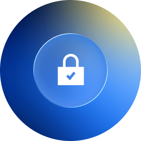 A blue circular icon featuring a white padlock with a checkmark, symbolizing high security for RiPSIM wireless providers.