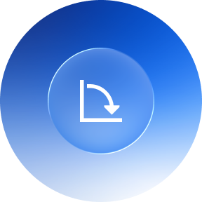 A blue circular icon with a white downward arrow inside a curved line, indicating reduced overhead for wireless providers.