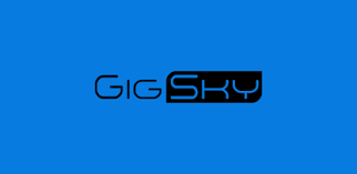 The GigSky logo features the company name with "Gig" in black and "Sky" in blue on a blue background.